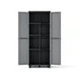Armoire haute, multiusage, en polypropylène 3 étagères SPACEO, gris et noir, l.68 x H.170 x P.39 cm