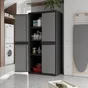 Armoire haute, multiusage, en polypropylène 3 étagères SPACEO, gris et noir, l.89.7 x H.180 x P.53.7 cm
