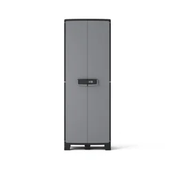 Armoire haute, multiusage, en polypropylène 3 étagères SPACEO, gris et noir, l.65 x H.180 x P.39 cm