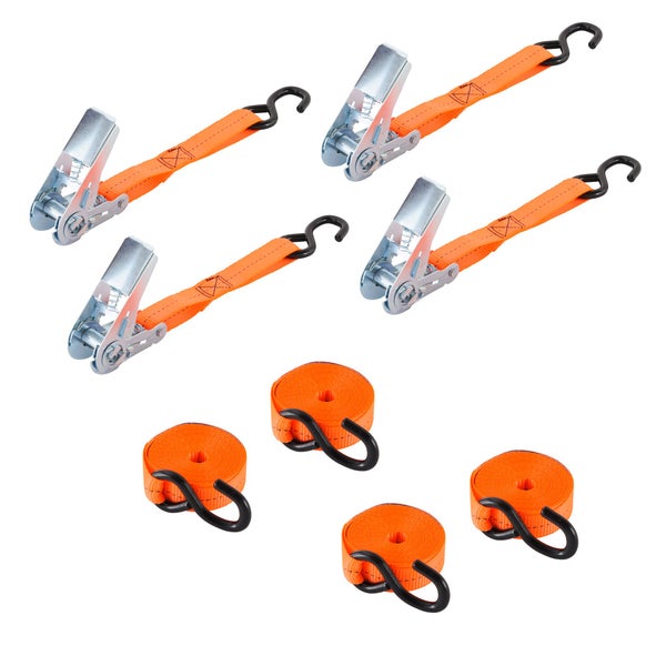Sangle à cliquet + Crochet largeur 25mm x longueur 4.5m orange 250kg lot de 4