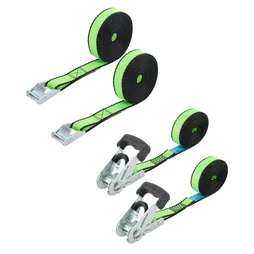 2 sangles à griffes 25mmx5m + 2 sangles à cliquet 25mmx5m vert, STANDERS