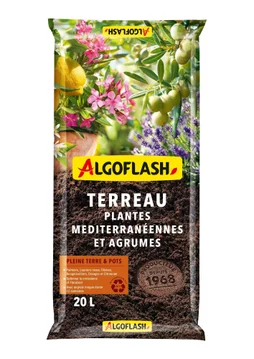 Terreau pour plantes méditerranéennes et agrumes, ALGOFLASH, 20 litres
