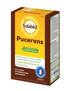 Traitement insectes antipucerons SOLABIOL, pour arbres, arbustes, rosiers 500ML
