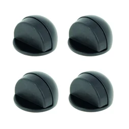 Butée de porte de sol CHRISLIGNE Demi-lune aluminium mat noir Diam.4 x H.3 cm