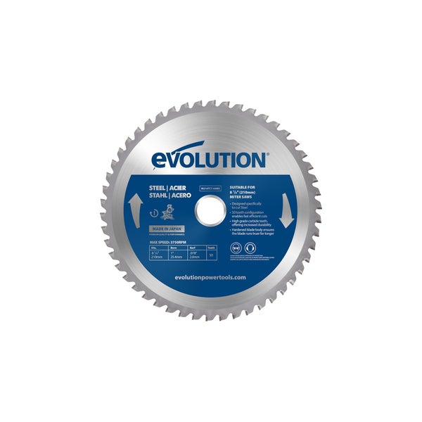 Lame en carbure de tungstène pour acier, EVOLUTION, 50 dents, alésage 20 mm diam. 210mm