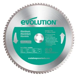 Lame en carbure de tungstène pour aluminium, EVOLUTION, 80 dents, alésage 20mm diam. 355 mm