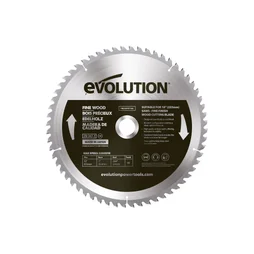 Lame  en carbure de tungstène pour bois fin, EVOLUTION, 60 dents, alésage 20mm diam 255 mm