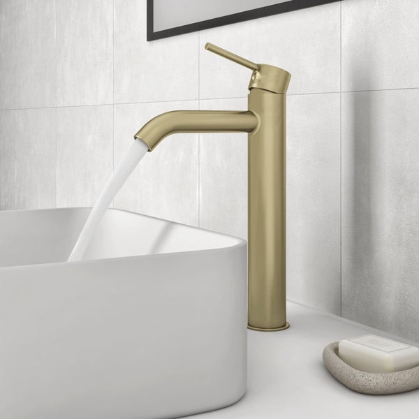 Mitigeur lavabo doré brossé, SENSEA Mia XL