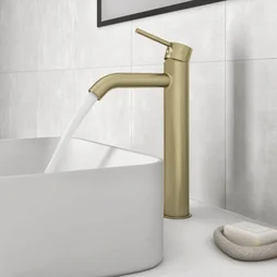 Mitigeur lavabo doré brossé, SENSEA Mia XL