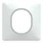 Plaque simple Ovalis, SCHNEIDER ELECTRIC, blanc bague effet argent chromé