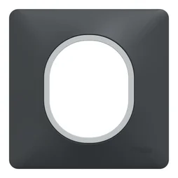 Plaque simple Ovalis, SCHNEIDER ELECTRIC, anthracite bague effet argent chromé