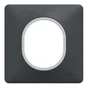 Plaque simple Ovalis, SCHNEIDER ELECTRIC, anthracite bague effet argent chromé