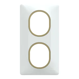 Plaque double verticale Ovalis, SCHNEIDER ELECTRIC, blanc bague effet laiton