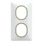 Plaque double verticale Ovalis, SCHNEIDER ELECTRIC, blanc bague effet laiton
