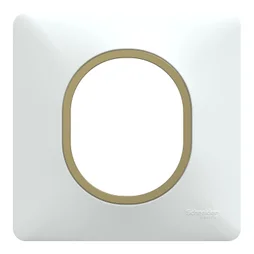 Plaque simple Ovalis, SCHNEIDER ELECTRIC, blanc bague effet laiton