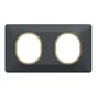 Plaque double Ovalis, SCHNEIDER ELECTRIC, anthracite bague effet laiton