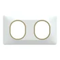 Plaque double Ovalis, SCHNEIDER ELECTRIC, blanc bague effet laiton