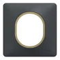 Plaque simple Ovalis, SCHNEIDER ELECTRIC, anthracite bague effet laiton