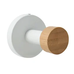 Crochet pour salle de bains à visser simple, MSV Iana, blanc bambou