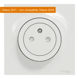 Prise avec terre affleurante, complet, SCHNEIDER ELECTRIC Odace, blanc