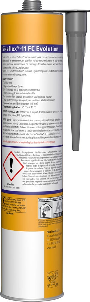 Colle joint polyurethane sikaflex-11fc evolution gris cart 300ml