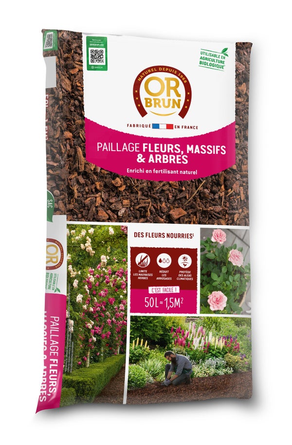 Paillage fleurs et massifs OR BRUN 50 l