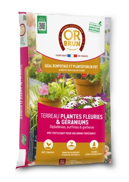 Terreau plantes fleuries et géraniums OR BRUN, 35 l