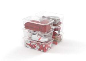 Lot de 6 boîtes plastique 6 l transparent SUNDIS, l.35.5 x P.20.5 x H.12 cm, 6 l
