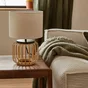 Lampe Pecan bambou et abat-jour en tissu INSPIRE, E27