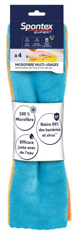 Lot de 4 chiffons polyester SPONTEX EXPERT Multiusage