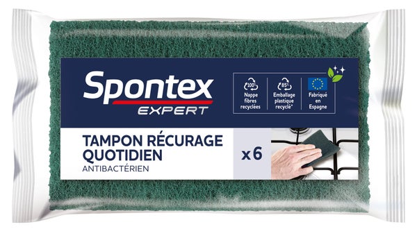 Lot de 6 tampons à récurer quotidien multisurface, SPONTEX EXPERT