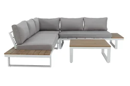 Salon bas Capri 5p en bois composite et aluminium blanc