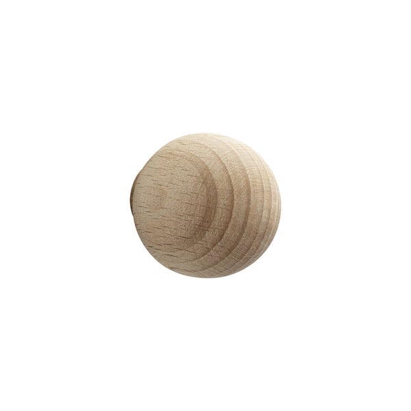 Bouton de meuble rond, bois naturel, Diam.30 mm