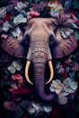 Toile imprimée Eléphant Fleuri, CEANOTHE 65 x 97 cm