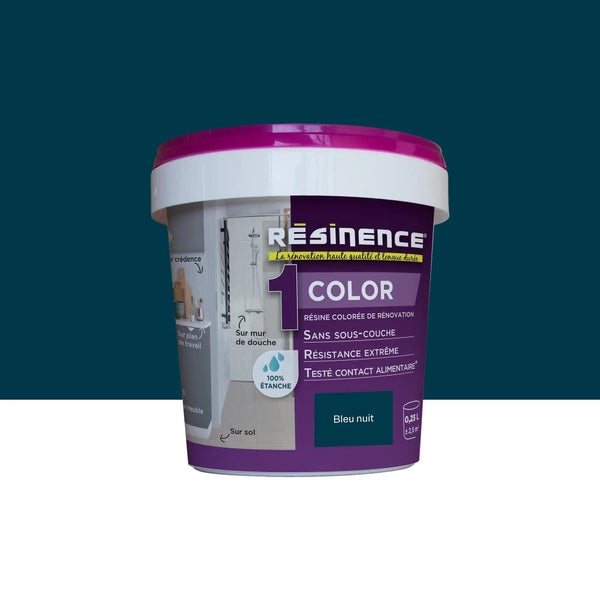 Résine colorée carrelage color RESINENCE, bleu nuit satiné, 0.25 l