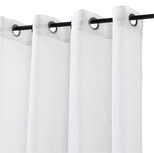 Voilage tamisant Giani, aspect lin blanc, grande largeur l.285 x H.250 cm