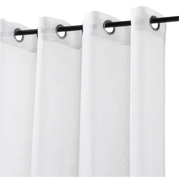 Voilage tamisant Giani, aspect lin blanc, grande largeur l.285 x H.250 cm