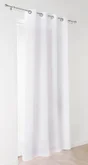 Voilage tamisant Giani, aspect lin blanc, grande largeur l.285 x H.250 cm
