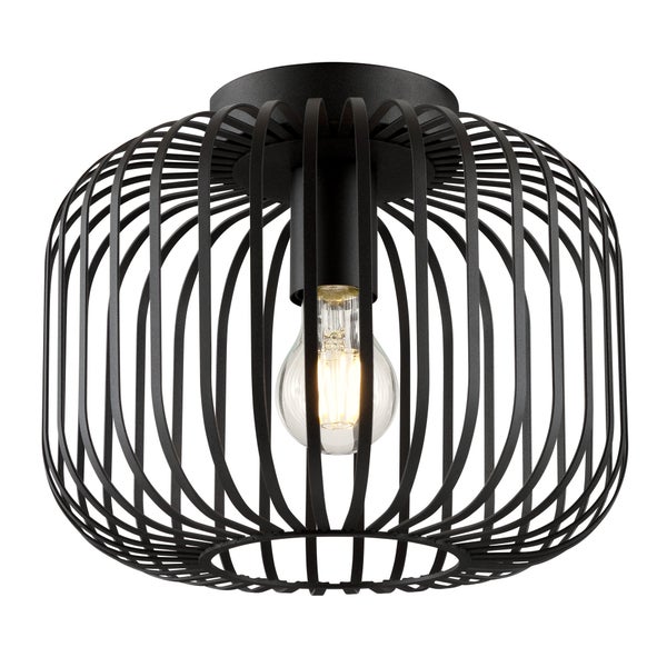 Plafonnier pecan e27 d28 metal noir inspire