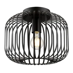 Plafonnier pecan e27 d28 metal noir inspire