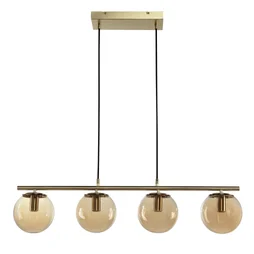 Suspension INSPIRE Callas 4 x E14 l.76 laiton/verre ambre