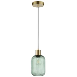 Suspension INSPIRE Dipsy E27 diam.14 cm laiton/verre vert