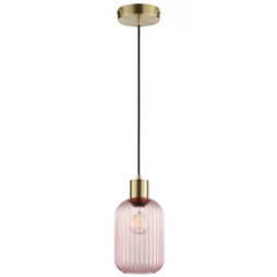 Suspension INSPIRE Dipsy E27 diam.14 cm laiton/verre rose