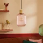 Suspension INSPIRE Dipsy E27 diam.14 cm laiton/verre rose