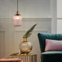 Suspension INSPIRE Dipsy E27 diam.14 cm laiton/verre rose