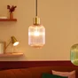 Suspension INSPIRE Dipsy E27 diam.14 cm laiton/verre rose