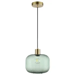 Suspension INSPIRE Dipsy E27 diam. 25 cm laiton/verre vert