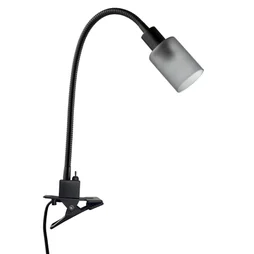 Lampe de bureau pince Tekla H.42 cm métal noir, verre blanc INSPIRE, E14