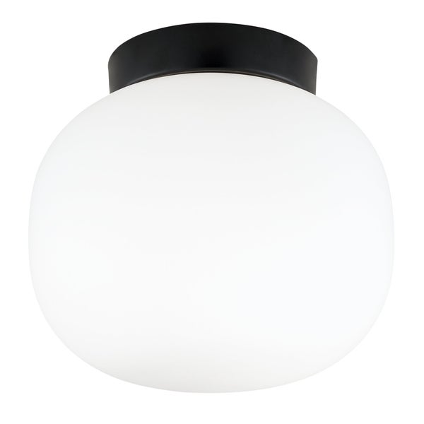 Plafonnier Aristide E27 d.22cm metal noir/verre Inspire