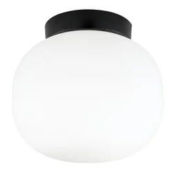 Plafonnier Aristide E27 d.22cm metal noir/verre Inspire